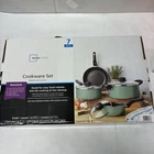 Mainstays 7 Piece Non-stick Cookware Set Aluminum Black/green Sage W/ Lids New. Price: $28.79.