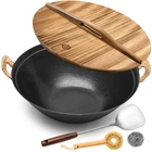 Wangyuanji Cast Iron Wok Pan Lid 13.4 Inch Flat Bottom Large Deep Fry New. Price: $96.53.