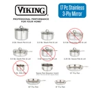 Viking 3-PLY Stainless Steel 17-PIECE Cookware Set W/ Glass Lids Missing Parts New. Price: $770.00.