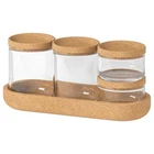 Ikea Saxborga Jar With Lid And Tray Set Of 5 Glass & Cork 403.918.79 New. Price: $39.99.