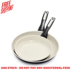 Greenpan Rio Ceramic Nonstick 8" And 10" Frypan Set, Dishwasher Safe, Black New. Price: $40.99.