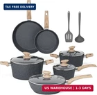 Maison Arts Pots And Pans Set Non Stick, 12 Piece Grey Granite Kitchen Cookware New. Price: $185.61.