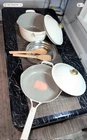 Our Place Home Duo 7PC Cookware Set Cream Always Pan Perfect Pot Open Box New. Price: $129.99.