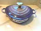 Le Creuset Shallow Heart Cocotte With Gold Knob In Provence New/box/tag. Price: $295.00.
