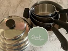 Vintage Farberware Stainless Steel 8-PIECE Total Set. 4 Pots With Matching Lids Used. Price: $80.00.