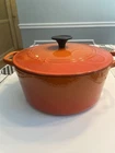 Cuisinart 5QT Dutch Oven Lid Orange Enamel Porcelain Lined Cast Iron Used. Price: $31.49.