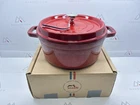 Staub Cast Iron Dutch Oven 4-QT Round Cocotte, Cherry New. Price: $109.99.
