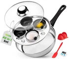 Nutrichef Egg Poacher Pan Set - 7.87 Stainless Steel Poached Silver New. Price: $82.99.