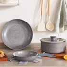 Vkoocy Gray Non Stick Pot Pan Set With Removable Handle, Ceramic Cookware New. Price: $61.90.