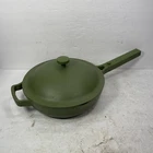 Our Place Always Pan 2.6QT 10.5" Ceramic Nonstick Sage Green + Lid Used. Price: $39.99.