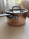 Vintage Cuisinart PCT19-16 Copper Tri-ply 2 Qt Saucepan With Lid, Made Korea Used. Price: $50.00.