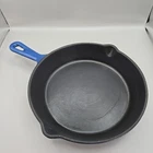 Bella Blue Enameled Black Cast Iron 8" Heavy Duty Frying Pan Double Pour Spout Used. Price: $39.99.