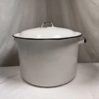 Black And White Enameled Large Pot Used. Price: $14.99.