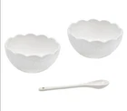 Temp-tations Mila S/2 Ruffled Ramekins With Spoon K310222 White New. Price: $19.95.