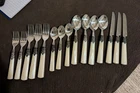 Gibson Stainless Steel Flatware Faux Ivory Handles Set Of 15 Used. Price: $32.95.