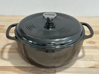 Lodge 6QT Dutch Oven Round Enamel Cast Iron Midnight Chrome With Built-in Handle Used. Price: $75.00.