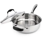 Avacraft 18/10 Tri-ply Stainless Steel Saute Pan With Lid, Helper Handle, Induct New. Price: $76.86.
