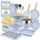 Cookware Set 22 Piece Non Stick Ceramic Pots Pans Induction Nutrichef Cooktops New. Price: $179.99.