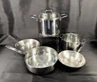 Emeril All Clad Copper Core 8-PIECE Cookware Set Of Pots, Frying Pans & Lids Used. Price: $295.00.