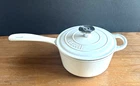Basque Enameled Cast Iron Cookware 2 Qt.saucepan With Lid Pot White Used. Price: $48.00.