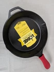 Lodge 13.25 Inch Cast Iron Skillet Model L12SK3 With Red Silicone Handle Holder New. Price: $61.75.