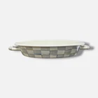 Mackenzie-childs Gray Sterling Check Medium Oval Gratin Dish Used. Price: $42.00.