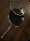 Pampered Chef 12" Stainless Steel Hex Nonstick Fry Pan Skillet W/ Glass Lid Used. Price: $54.50.
