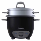 Aroma 6-CUP (cooked) / 1.5QT. Rice & Grain Cooker, Black, New, ARC-743-1NGB. Price: $30.00.
