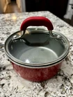 The Pioneer Woman Vintage Speckle Red Enamel 1.1 Qt Saucepan Used. Price: $17.00.