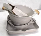 Jeetee 4 Piece Nonstick Cookware Set Beige Skillet Pan With Handles Read New. Price: $39.99.