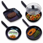 Nutrichef Non Stick Frying Pans Set 5-PIECE Blue Diamond Ceramic Cookware Lid New. Price: $98.33.