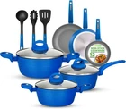 Nutrichef 12-PIECE Nonstick Kitchen Cookware Set Pfoa/pfos-free Light Gray/blue New. Price: $124.54.