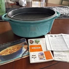 Le Creuset Caribbean Blue Cast Iron 28 Oval Dutch Oven W/ Grill Pan Lid Used. Price: $169.15.