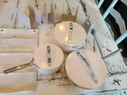 Caraway Ceramic Cookware Set 3 Pots/pans With Shelf Dividers Storage Used. Price: $169.99.