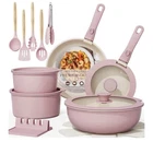 Astercook 21-PIECE Non-stick Pink Cookware Set With Detachable Handle & Lids New. Price: $51.97.