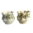 Belleek Ireland Small Set Carlingford Crimped Cache Pots Shamrock 3RD Green Mark Used. Price: $61.62.