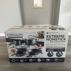 Circulon Extreme Nonstick 8 Piece Cookware Pan Set Black Induction Gas Electric New. Price: $224.50.