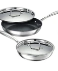 Tramontina Stainless Steel Four-piece Frying Pan Set With Lids 80116/161DS New. Price: $72.99.