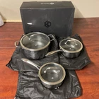 Hexclad Hybrid Nonstick 6 Piece Sauce Pan Pot Cookware Set 2QT 3QT 8QT W/ Lids Used. Price: $199.99.