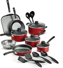 18 Piece Nonstick Cookware Set - Red Aluminum Construction, Dishwasher Safe New. Price: $109.14.