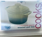 Cooks 3.5 Qt Round Enamel Cast Iron Covered Casserole Green Blue With Lid New. Price: $69.00.