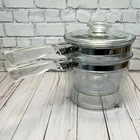 Vintage Pyrex Flameware Glass Double Boiler With Insert And Lid #6283 Used. Price: $62.00.