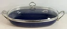 Chantal Cookware Large 15" X 10.5" Blue Enamel Steel Stovetop Pan W/ Glass Lid Used. Price: $116.88.