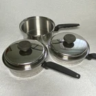 Vtg Lifetime Cookware T304CC Stainless Steel Lot Of 5 - Saucepans & 2 Lids Used. Price: $119.97.