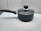 T-fal 1.5 Qt Saucepan Cookware Aluminum Non-stick 7" Frying Saute Pot Glass Lid Used. Price: $24.99.