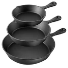 Megachef Pre-seasoned 3 Piece Cast Iron Skillet Set Frying Pan 6", 8"& 10" New. Price: $74.80.