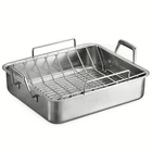 Tramontina 16.5-INCH Stainless Steel Deep Roasting Pan Basting Grill And V-rack New. Price: $134.47.
