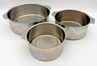 Triplinox Set Of 3 Stainless Steel Pots Pans 18/10 France Lid Handles Used. Price: $37.99.
