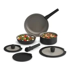 Bella 8 Piece Removable Handle Cookware Setfit Anywhere Kitchenware Glass Black Used. Price: $50.92.