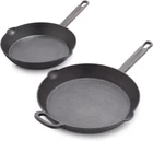 Greenpan X Bobby Flay Cast Iron Pre-seasoned 8 & 10 Frying Skillet Set, New. Price: $49.99.